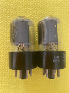 Matched Pair General Electric GE 6SN7 6SN7GTA Vacuum Tubes Valves Copper Support Rods