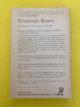Load image into Gallery viewer, Winthrop's Boston A Portrait Of A Puritan Town 1630-1649 Darrett B. Rutman University Of North Carolina Press 1963
