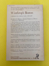 Load image into Gallery viewer, Winthrop's Boston A Portrait Of A Puritan Town 1630-1649 Darrett B. Rutman University Of North Carolina Press 1963
