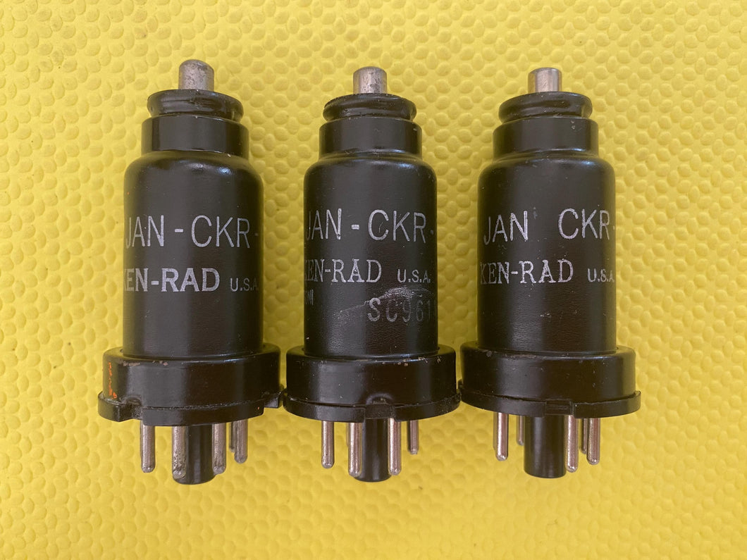 3 Ken-Rad 6L7 JAN-CKR-6L7 VT87 Vacuum Tubes Valves Milspec Lot of Three