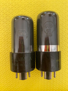 Matched Pair Sylvania 6V6 6V6GT Gray And Silver Bottle Silver Top Vacuum Tubes Valves NOS-Testing