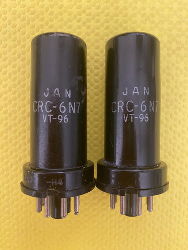 Matched Pair RCA 6N7 JAN-CRC-6N7 Vacuum Tubes Valves Milspec