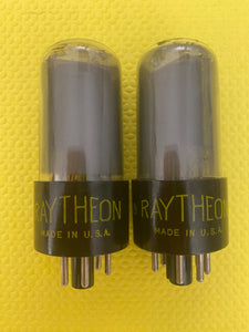 Matched Pair Raytheon 6V6 6V6GT Vacuum Tubes Valves Gray Glass