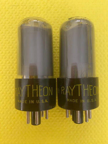 Matched Pair Raytheon 6V6 6V6GT Vacuum Tubes Valves Gray Glass
