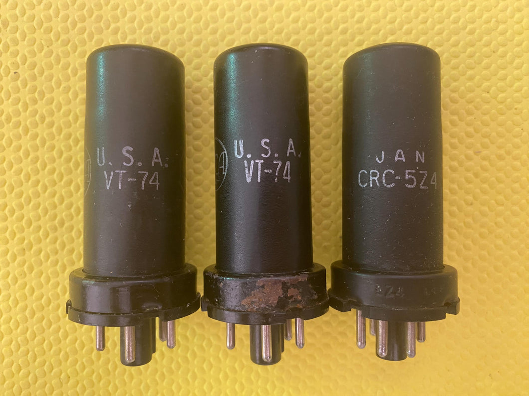3 RCA 5Z4 VT-74 CRC-5Z4 Vacuum Tubes Valves Milspec Rectifier Lot Of Three