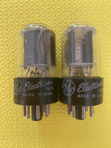 Matched Pair General Electric GE 6SN7 6SN7GTA Vacuum Tubes Valves Copper Support Rods
