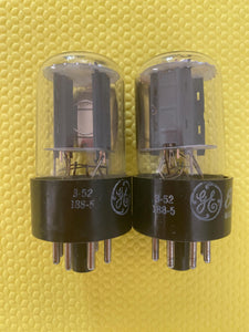 Matched Pair General Electric GE 6SN7 6SN7GTA Vacuum Tubes Valves Copper Support Rods