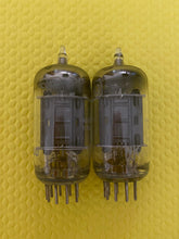 Load image into Gallery viewer, Matched Pair RCA 5963 12AU7 12AU7A Vacuum Tubes Valves Black Plate Industrial-Grade
