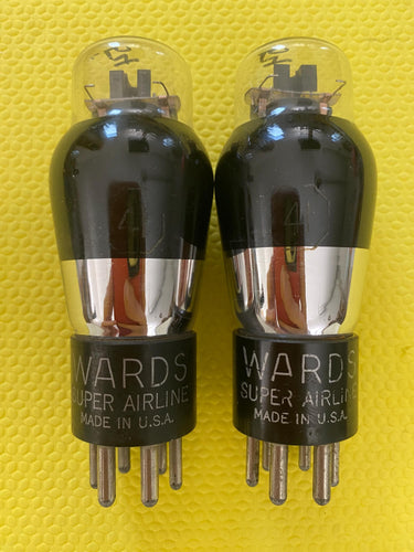 Matched Pair Wards Super Airline Number / Type 41 #41 Vacuum Tubes Valves Black And Silver Bottle