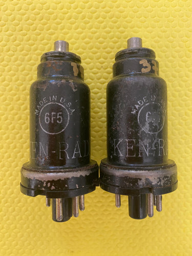 2 Ken-Rad 6F5 6F5GT Vacuum Tubes Valves Lot Of Two