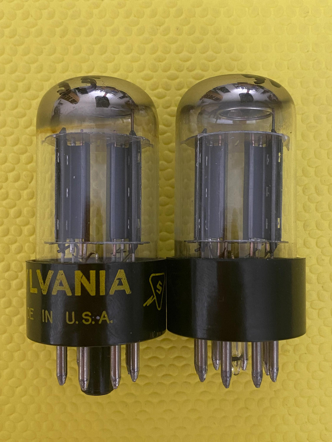 Matched Pair Sylvania 6SN7 6SN7GTB Vacuum Tubes Valves Black Wing Plate Silver Top Phono Grade