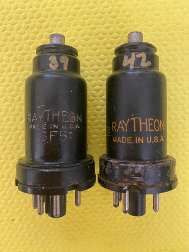 2 Raytheon 6F5 6F5GT Vacuum Tubes Valves Lot Of Two