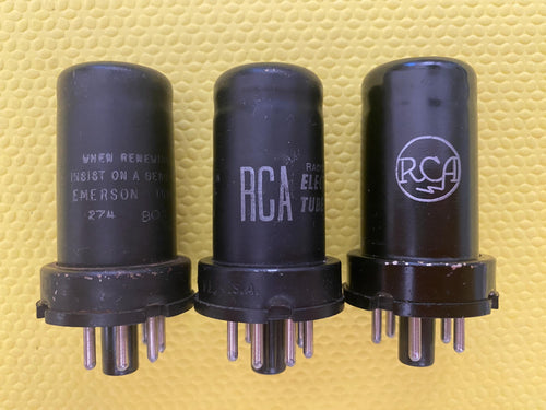 3 RCA 6C5 Vacuum Tubes Valves Lot Of Three