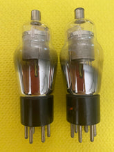 Load image into Gallery viewer, Matched Pair Raytheon Number / Type 77 #77 Vacuum Tubes Valves Engraved / Stamped Base Mesh Plate Variety
