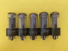 Load image into Gallery viewer, 5 General Electric GE 25L6 25L6GT Vacuum Tubes Valves Black Plate Clear Bottle Lot Of Five
