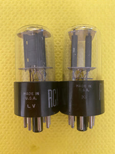Matched Pair RCA 6SN7 6SN7GTB Vacuum Tubes Valves Black Plate