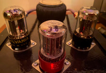 Load image into Gallery viewer, Matched Pair Sylvania 6SN7 6SN7GTB Vacuum Tubes Valves Black Wing Plate Silver Top Phono Grade
