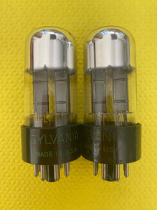 Matched Pair Sylvania 6SN7 6SN7GTB Vacuum Tubes Valves Black Wing Plate Tall Bottle