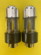 Load image into Gallery viewer, Matched Pair Sylvania 6SN7 6SN7GTB Vacuum Tubes Valves Black Wing Plate Tall Bottle
