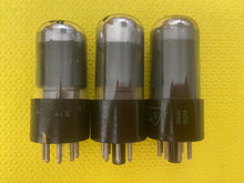 Load image into Gallery viewer, 3 Sylvania 25L6 25L6GT Vacuum Tubes Valves Tall Base Gray And Silver Bottles Lot Of Three
