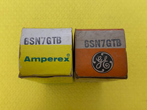 Matched Pair General Electric GE 6SN7 6SN7GTB Vacuum Tubes Valves Copper Support Rods Top Filament NOS NIB