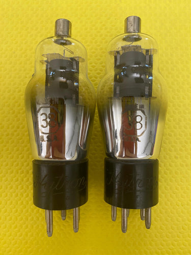 Matched Pair Majestic Number / Type 38 #38 Vacuum Tubes Valves Engraved / Stamped Base NOS-Testing