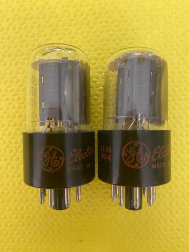 Matched Pair General Electric GE Red Label 6SN7 6SN7GTB Vacuum Tubes Valves Copper Support Rods Phono Preamp Grade