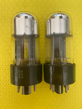 Load image into Gallery viewer, Matched Pair Sylvania 6SN7 6SN7GTB Vacuum Tubes Valves Black Wing Plate Tall Bottle
