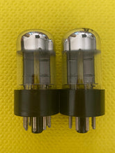 Load image into Gallery viewer, Matched Pair Sylvania 6SN7 6SN7GTA Vacuum Tubes Valves Chrome Dome Silver Top Phono Preamp Grade
