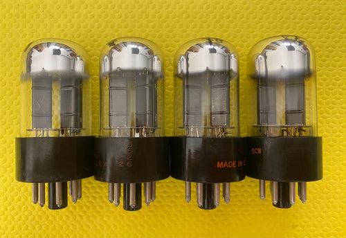 Matched Quad Sylvania 6SN7 6SN7GTB Vacuum Tubes Valves Black Wing Plate Silver Top Chrome Dome