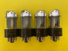 Load image into Gallery viewer, Matched Quad Sylvania 6SN7 6SN7GTB Vacuum Tubes Valves Black Wing Plate Silver Top Chrome Dome
