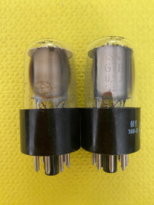 Matched Pair General Electric GE 6SN7 6SN7GTB Vacuum Tubes Valves Copper Support Rods Top Filament NOS NIB