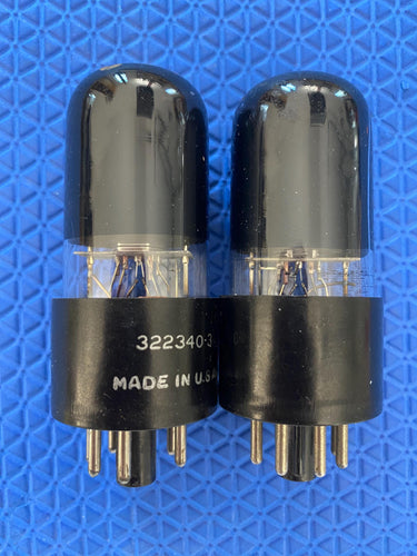Matched Pair Tung-Sol 6V6 6V6GT Vacuum Tubes Valves Black Glass Solid Top NOS-Testing