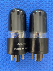 Matched Pair Tung-Sol 6V6 6V6GT Vacuum Tubes Valves Black Glass Solid Top NOS-Testing
