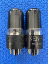 Load image into Gallery viewer, Matched Pair Ken-Rad 6V6 6V6GT Vacuum Tubes Black Bottles NOS-Testing
