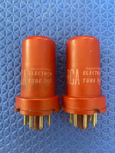 Matched Pair RCA 5693 6SJ7 Vacuum Tubes Valves Red Bottle