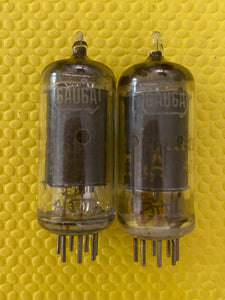 Matched Pair RCA 6AU6 6AU6A Vacuum Tubes Valves Black Plate NOS-Testing
