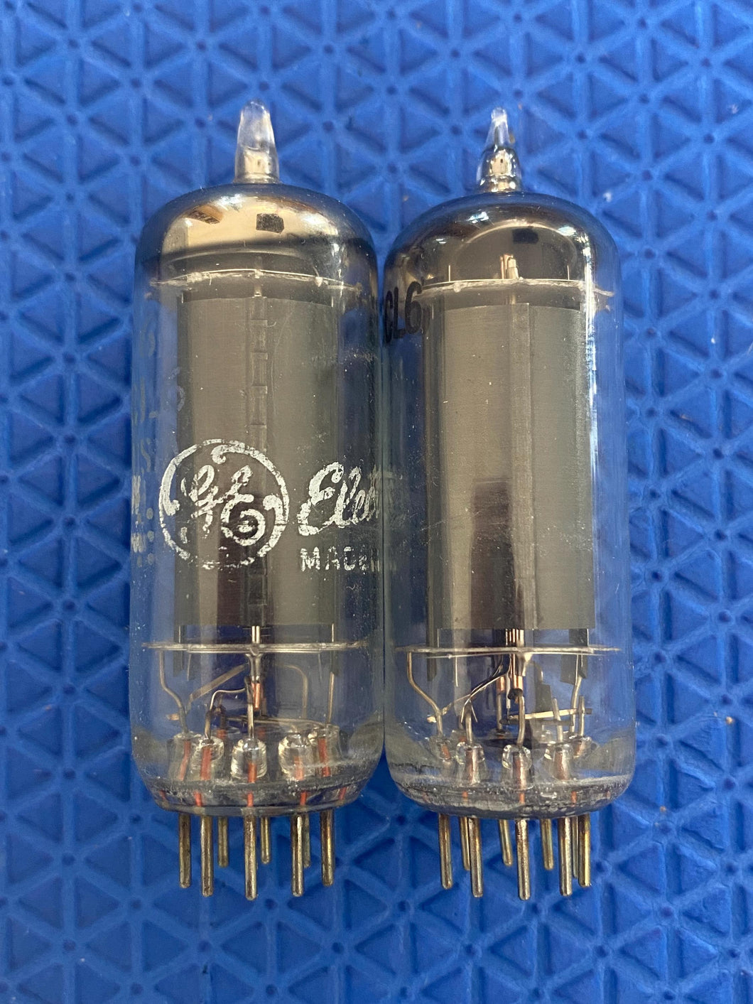 Matched Pair General Electric GE 6CL6 Vacuum Tubes Valves Black Plate NOS-Testing