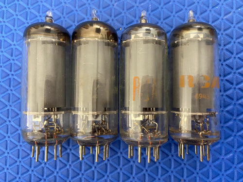Matched Quad RCA 6CL6 Vacuum Tubes Valves