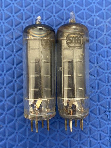 2 Sylvania 35B5 Vacuum Tubes Valves Shiny Black Plate D Getters 4 Ribs Lot Of Two