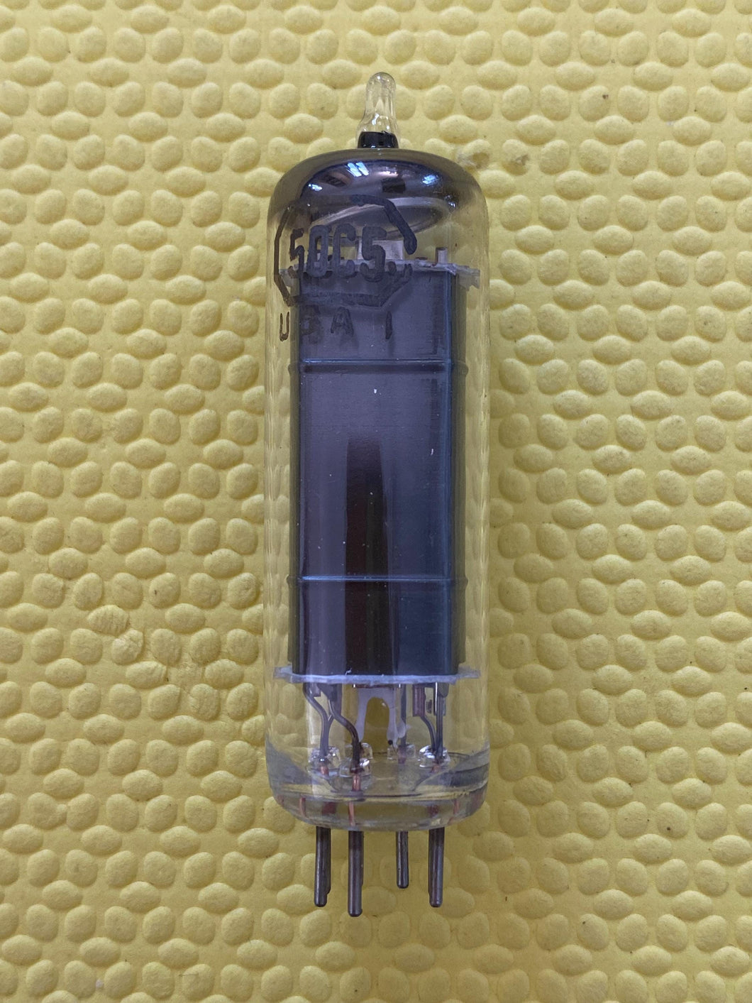 Tung-Sol 50C5 Vacuum Tube Valve Shiny Black Plates 2 Horizontal Ribs O Getters