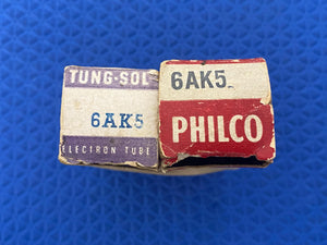 Matched Pair Tung-Sol 6AK5 6J1 6J2 Vacuum Tubes Valves NOS NIB