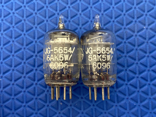 Matched Pair General Electric 6096 5654 JG-5654 6AK5 6J1 6J2 Milspec Industrial Vacuum Tubes Valves NOS NIB