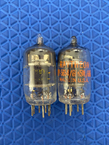 Matched Pair Raytheon 5654 JRP-5654 6AK5 6096 6J1 6J2 Black Plate Vacuum Tubes Valves