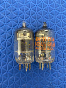 Matched Pair Raytheon 5654 JRP-5654 6AK5 6096 6J1 6J2 Black Plate Vacuum Tubes Valves