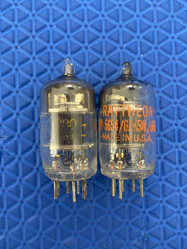 Matched Pair Raytheon 5654 JRP-5654 6AK5 6096 6J1 6J2 Black Plate Vacuum Tubes Valves