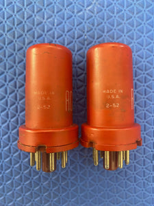 Matched Pair RCA 5693 6SJ7 Vacuum Tubes Valves Red Bottle
