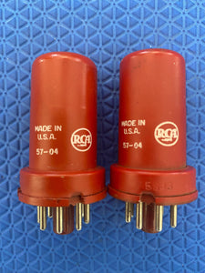 Matched Pair RCA 5693 JANCRC5693 6SJ7 Vacuum Tubes Valves Milspec Red Bottle