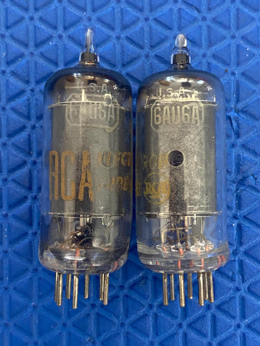 Matched Pair RCA Black Plate 6AU6 6AU6A Vacuum Tubes Valves