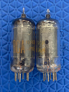Matched Pair RCA Black Plate 6AU6 6AU6A Vacuum Tubes Valves